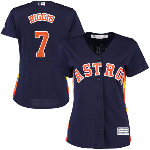Astros #7 Craig Biggio Navy Blue Alternate Women's Stitched MLB Jersey